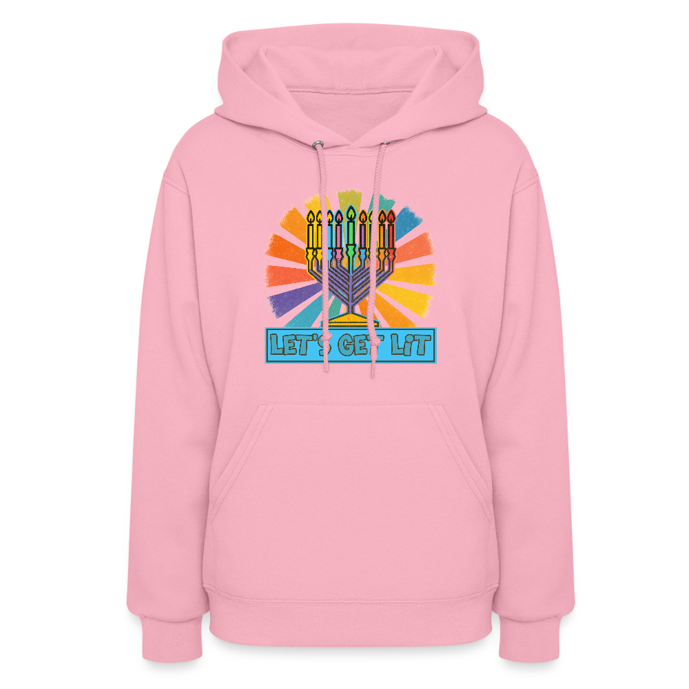 Radiant Retro Let's Get Lit Menorah Women's Hoodie - classic pink