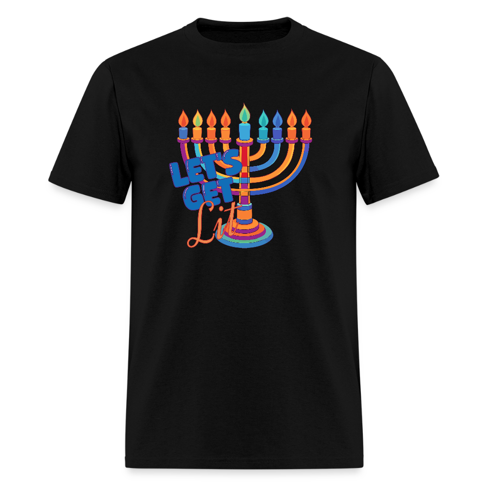Let's Get Lit Menorah Men's T-Shirt | GILDAN 5000 - black