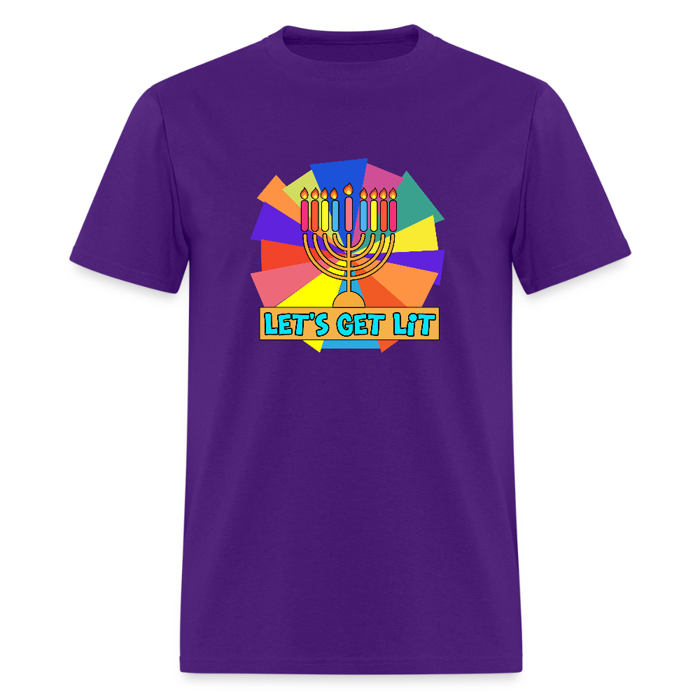 Glow & Get Lit Chanukah Menorah Men's T-Shirt | GILDAN 5000 - purple