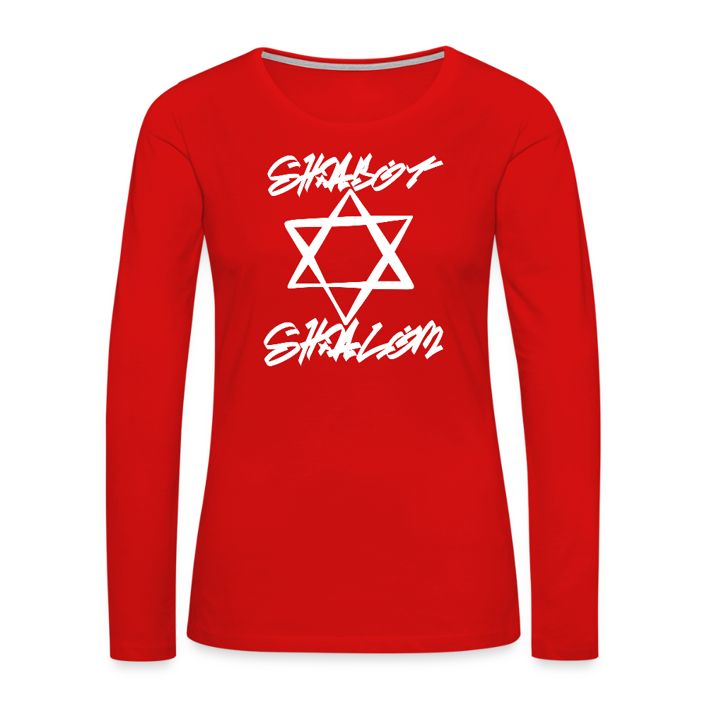 Shabbat Shalom Graffiti Light Star Women's Premium Long Sleeve T-Shirt - red