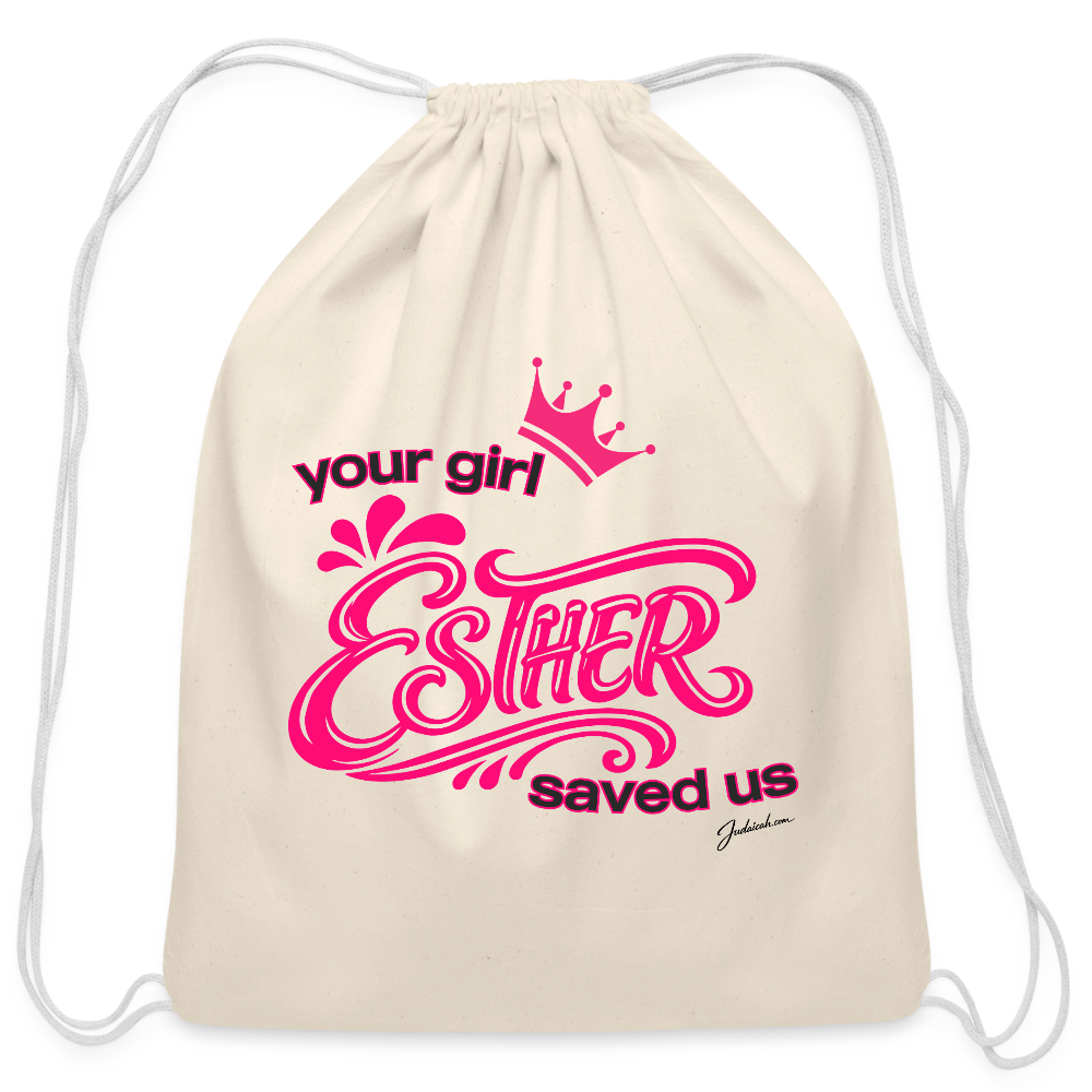 Your Girl Esther Cotton Drawstring Bag - natural