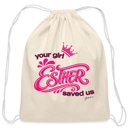 Your Girl Esther Cotton Drawstring Bag - natural