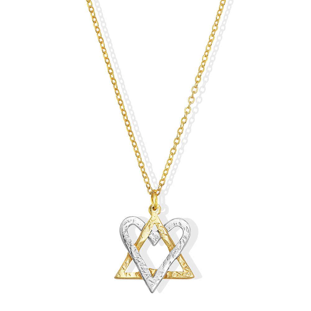 Golden Heart-Star Fusion Necklace made from Rockets and Iron Dome