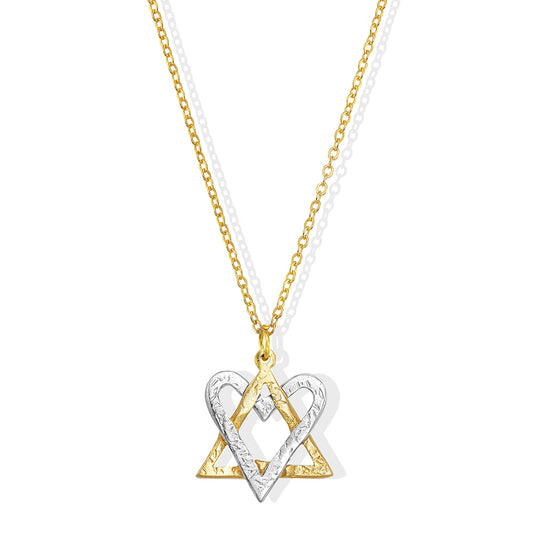Golden Heart-Star Fusion Necklace made from Rockets and Iron Dome