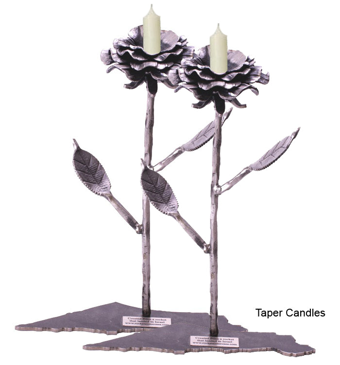 Fine Petal Rose Candlesticks made from Rockets by Yaron Bob